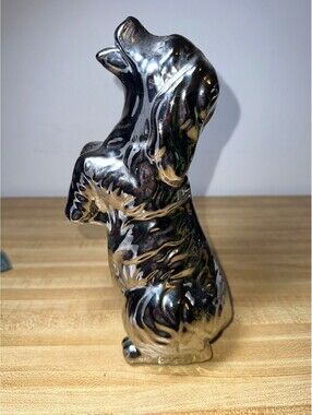 Large Ceramic Cocker Spaniel Dog Figurine 10” Silver Chrome
